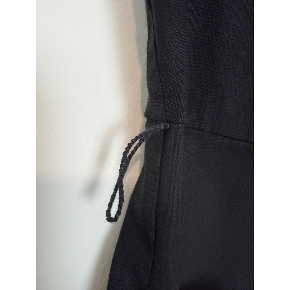 Anthropologie Maeve Wrapped Culotte Jumpsuit Black Sz 6P Linen Blend Utility - Picture 13 of 16